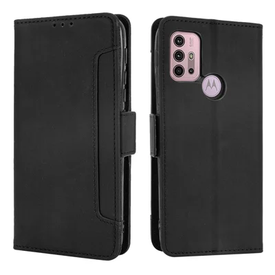 Full Protection Leather Wallet Protective Case with Multiple Card Slots for Motorola Moto G30/G20 / Moto G10 - Black