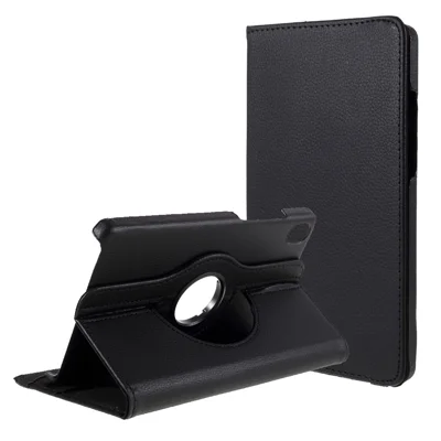 Leather Case with Rotating Stand Cover for Lenovo Tab M8 (1st Gen) HD8505/M8 (2nd Gen) HD8705 - Black
