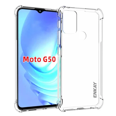ENKAY HAT PRINCE Anti-slip Strip Design 4 Corners Thicken Airbag Transparent TPU Cover Flexible Case for Motorola Moto G50