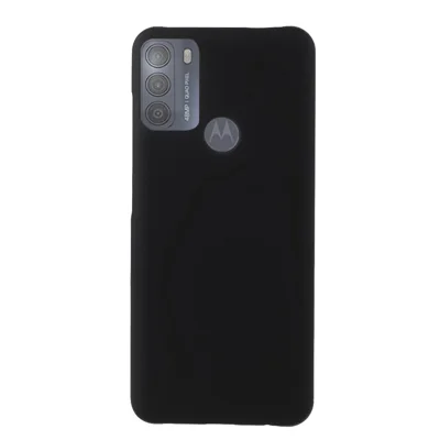Glossy Rubberized Well-Protected PC Hard Phone Case for Motorola Moto G60 - Black