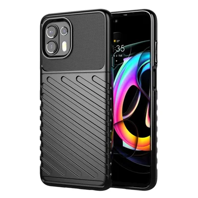Thunder Series Twill Texture Soft TPU Slim Fashion Non-Slip Protective Phone Case for Motorola Edge 20 Lite / Edge 20 Fusion - Black