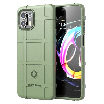 Rugged Square Grid Texture Thickened TPU Shock-proof Non-slip Phone Case for Motorola Edge 20 Lite/Edge 20 Fusion - Green
