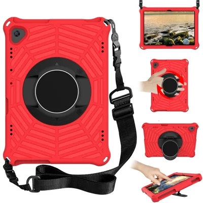Spider Web-tryck TABLET-FODRAL med kickstand i EVA-material med axelrem för Lenovo M10 FHD REL TB-X605FC/TB-X605LC 10,1 tum - Röd