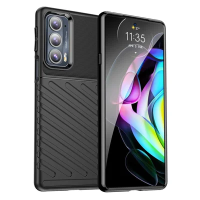 Seria Thunder, pokrywa tylna z miękkiego TPU z tkaniną typu twill na telefon Motorola Edge 20 – Czarny
