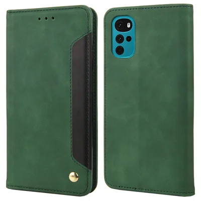 Støjsikker taske til Motorola Moto G22 Business Style støttebeslag dæksel telefon taske sammenføjning lædertaske med wallet - Grøn