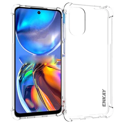 ENKAY HAT PRINCE for Motorola Moto E32 4G / E32s 4G Crystal Clear TPU Phone Cover Non-Yellowing Drop-proof Protective Phone Case with Anti-slip Strip Edge