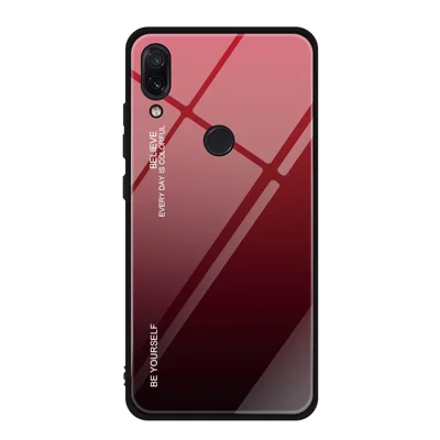 Krasbestendig Gradiënt Glas TPU + PC Telefoonhoesje voor Xiaomi Redmi Note 7S / Note 7 - Rood