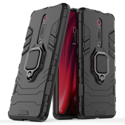 Rotating Ring Kickstand Armor Style PC+TPU Protective Case for Xiaomi Redmi K20 / K20 Pro - Black