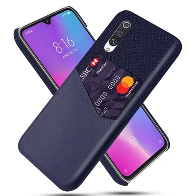 KSQ PC + PU + Stoff Hybrid Telefon Zurückschale Mit Kartensteckplatz Xiaomi Mi CC9 / Mi CC9 Meitu Edition/ Mi 9 Lite / Mi 9 Lite - Blau