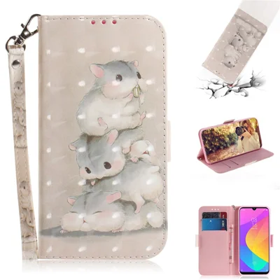Lichtvlek Decor Patroonbedrukte Portemonnee Stand Lederen Beschermluik voor Xiaomi Mi CC9e / Mi A3 - Muispatroon