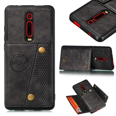 Custodia magnetica per cellulare rivestita in PU Leather TPU per Xiaomi Redmi K20 / Mi 9T / K20 Pro / Mi 9T Pro - Nero