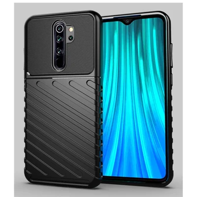 Thunder Series Vevstrukturet Blød TPU Bagsidebeskytning til Xiaomi Redmi Note 8 Pro - Sort