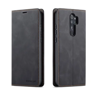FORWENW Fantasy Series Auto-absorbed Silky Touch Leather Case for Xiaomi Redmi Note 8 Pro - Black