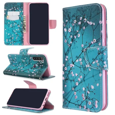 Pattern Printing Leather Wallet Case for Xiaomi Redmi Note 8T - Tree with Flowers
