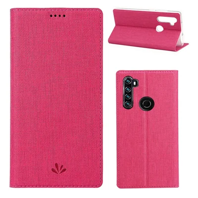 VILI DMX Cross Texture Stand Leather Case with Card Slot for Xiaomi Redmi Note 8T - Rose