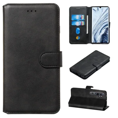 Portfelowa etui z funkcją podstawy, skórzane etui na telefon dla modeli Xiaomi Mi Note 10 / Mi CC9 Pro / Mi Note 10 Pro - Czarny