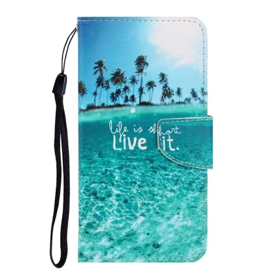 Pattern Printing Flip Leather Wallet Phone Cover Case for Xiaomi Redmi Note 8T - Sea