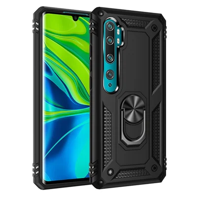 Hibrydowa obudowa z PC i TPU z podpórką i magnesem do telefonu Xiaomi Mi CC9 Pro - Czarny