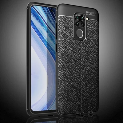 غطاء واقي من مادة TPU بنسيج تفاح قرفة لهاتف Xiaomi Redmi Note 9 (MTK Helio G85) - أسود