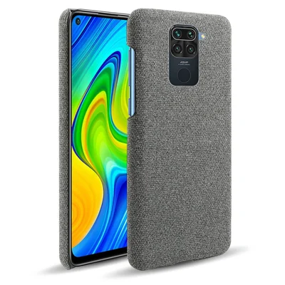 غطاء خلفي من البولي كربونات بلون سادة وسطح قماشي لـ Xiaomi Redmi Note 9/Redmi 10X 4G - رمادي داكن