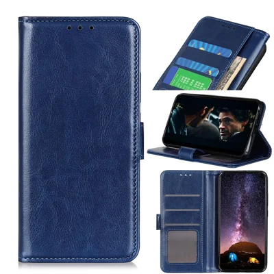 Crazy Horse Skin Protective Leather Case for Xiaomi Redmi 9A - Blue