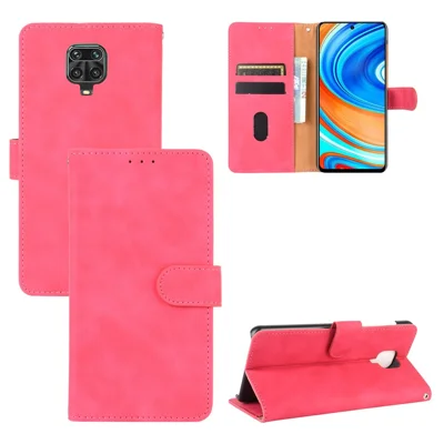 Skin-touch Wallet Stand Leather Flip Shell for Xiaomi Redmi Note 9S/Note 9 Pro/9 Pro Max - Red