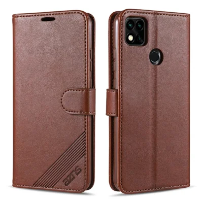 AZNS Leren telefoonhoesje voor Xiaomi Redmi 9C/9C NFC Stootvaste Flip beschermhoes met portemonnee standaard - Bruin