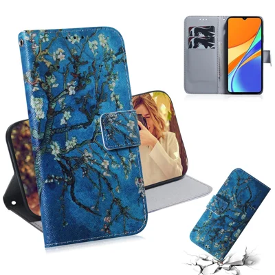 Patroonbedrukte PU-lederen Wallethoes met Standfunctie voor Xiaomi Redmi 9C/9C NFC - Levendige Bloem