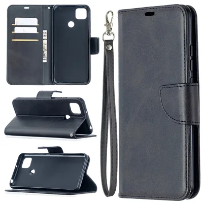 Stylish lederen hoes met portemonnee en standaard voor Xiaomi Redmi 9C/Redmi 9C NFC - Zwart