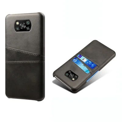 Étui en cuir PU + coque en plastique avec 2 fentes pour cartes pour Xiaomi Poco X3 NFC / Poco X3 - Noir
