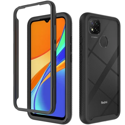 Schokbestendige PC + TPU hybride hoes voor Xiaomi Redmi 9C/Redmi 9C NFC/Redmi 9 (India)/Xiaomi Poco C3 - Zwart