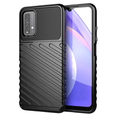 Thunder Series Twill Texture Soft TPU Phone Shell for Xiaomi Redmi Note 9 4G / Redmi 9 Power / Redmi 9T - Black