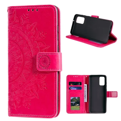 Imprinted Mandala Flower Wallet Leather Case with Strap for Xiaomi Poco M3 - Rose