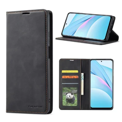 FORWENW Fantasy Series Silky Touch PU Leather Wallet Shell for Xiaomi Mi 10T Lite 5G/Redmi Note 9 Pro 5G/Mi 10i 5G - Black