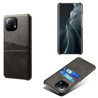 KSQ PU Leder+plastikkoffer Mit 2 Kartenschlitzen Für Xiaomi Mi 11 - Schwarz