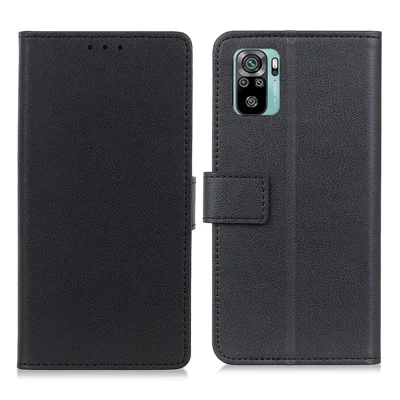 Capa de Telemóvel com Suporte, em Pele PU, com Função de Carteira, Proteção Total, para Xiaomi Poco M5s 4G / Redmi Note 10 4G / Note 10S 4G - Preto