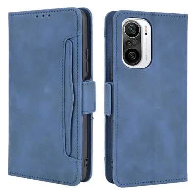 Leather Wallet Protective Case with Multiple Card Slots for Xiaomi Redmi K40 Pro / Redmi K40 / Redmi K40 Pro+ / Mi 11i / Poco F3 - Blue