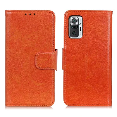 Nappa Texture Leather Wallet Shell Case for Xiaomi Redmi Note 10 Pro Max / Redmi Note 10 Pro - Orange