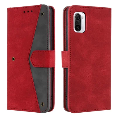 Rivet Decor PU Leather Wallet Phone Protective Cover Stand Case Cover for Xiaomi Mi 11i / Poco F3 / Redmi K40 Pro / Redmi K40 / Redmi K40 Pro+ - Red