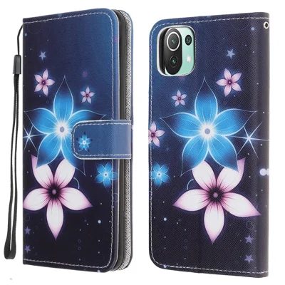 Cross Texture New Pattern Printing Leather Wallet Stand Case for Xiaomi Mi 11 Lite 4G / 5G / 11 Lite 5G NE - Flower