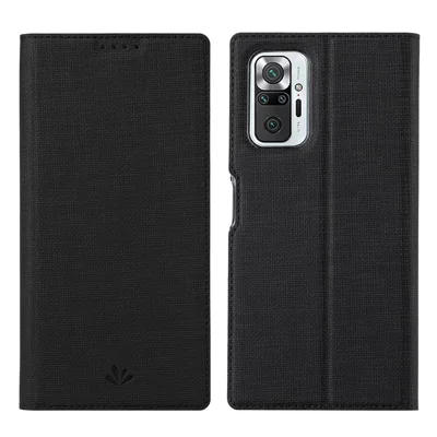 VILI DMX Series Full Coverage Well-Protected Leather Stand Case with Card Holder for Xiaomi Redmi Note 10 Pro 4G (India)/(Global)/Note 10 Pro Max - Black