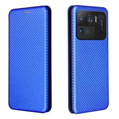 Automatisch Absorbierte Kohlefaser-texturstandabdeckung Für Xiaomi Mi 11 Ultra - Blau