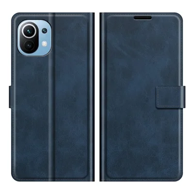 For Xiaomi Mi 11 Lite 4G / 5G / 11 Lite 5G NE Magnetic Clasp Leather Mobile Phone Case Wallet Stand Cover - Blue