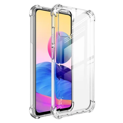 IMAK Flexible TPU Case Shock-Proof Cover with High Transparency Screen Protector for Xiaomi Redmi Note 10 5G/Poco M3 Pro 4G/5G - Transparent