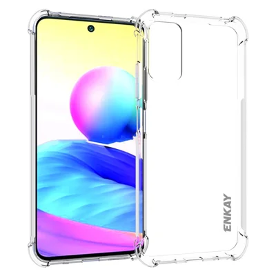 ENKAY HAT PRINCE Anti-slip Strip Design 4 Corners Thicken Airbag Flexible Transparent TPU Cover Case for Xiaomi Redmi Note 10 5G/Poco M3 Pro 4G/Poco M3 Pro 5G