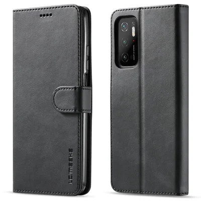 LC.IMEEKE Portefeuille Design Leren Hoesje met Standfunctie Beschermer voor Xiaomi Poco M3 Pro / Redmi Note 10 5G - Zwart