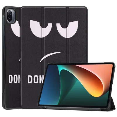 Pattern Printing PU Leather Case for Xiaomi Pad 5/Pad 5 Pro, Tri-Fold Stand Smart Cover with Auto Sleep / Wake - Don't Touch Me