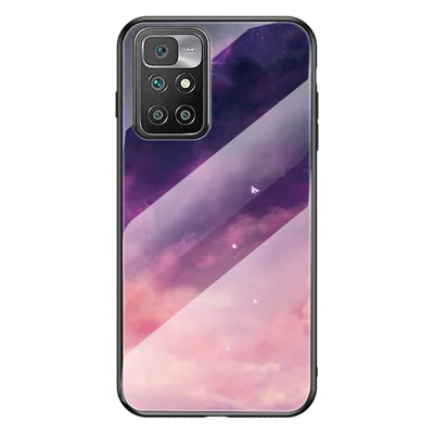 Anti-Scratch Stylish Light Starry Sky Pattern Tempered Glass Hybrid Phone Cover Case for Xiaomi Redmi 10 4G (2021)/10 2022 4G/Note 11 4G (MediaTek) - Dream Starry Sky