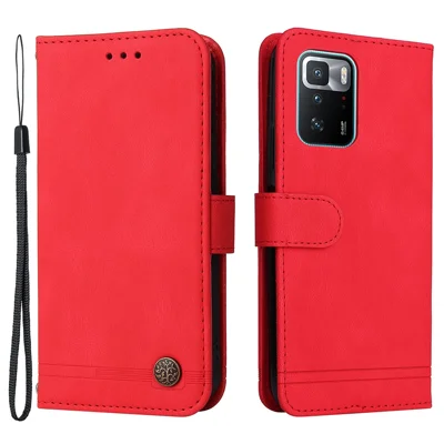 For Xiaomi Redmi Note 10 Pro 5G (China) / Poco X3 GT 5G Leather Wallet Cases Skin Touch Phone Cover Stand with Strap - Red