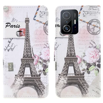 Stylish Pattern Printing Design Cross Texture PU Leather Wallet Stand Protective Magnetic Phone Case for Xiaomi 11T / 11T Pro - Tower